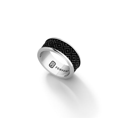 Alliance Tile Silver Black Ring - Left Side